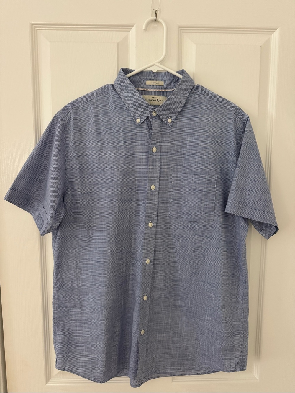 Hawker Rye Men’s Short-Sleeve Button-Down Casual Shirt in Light Blue
